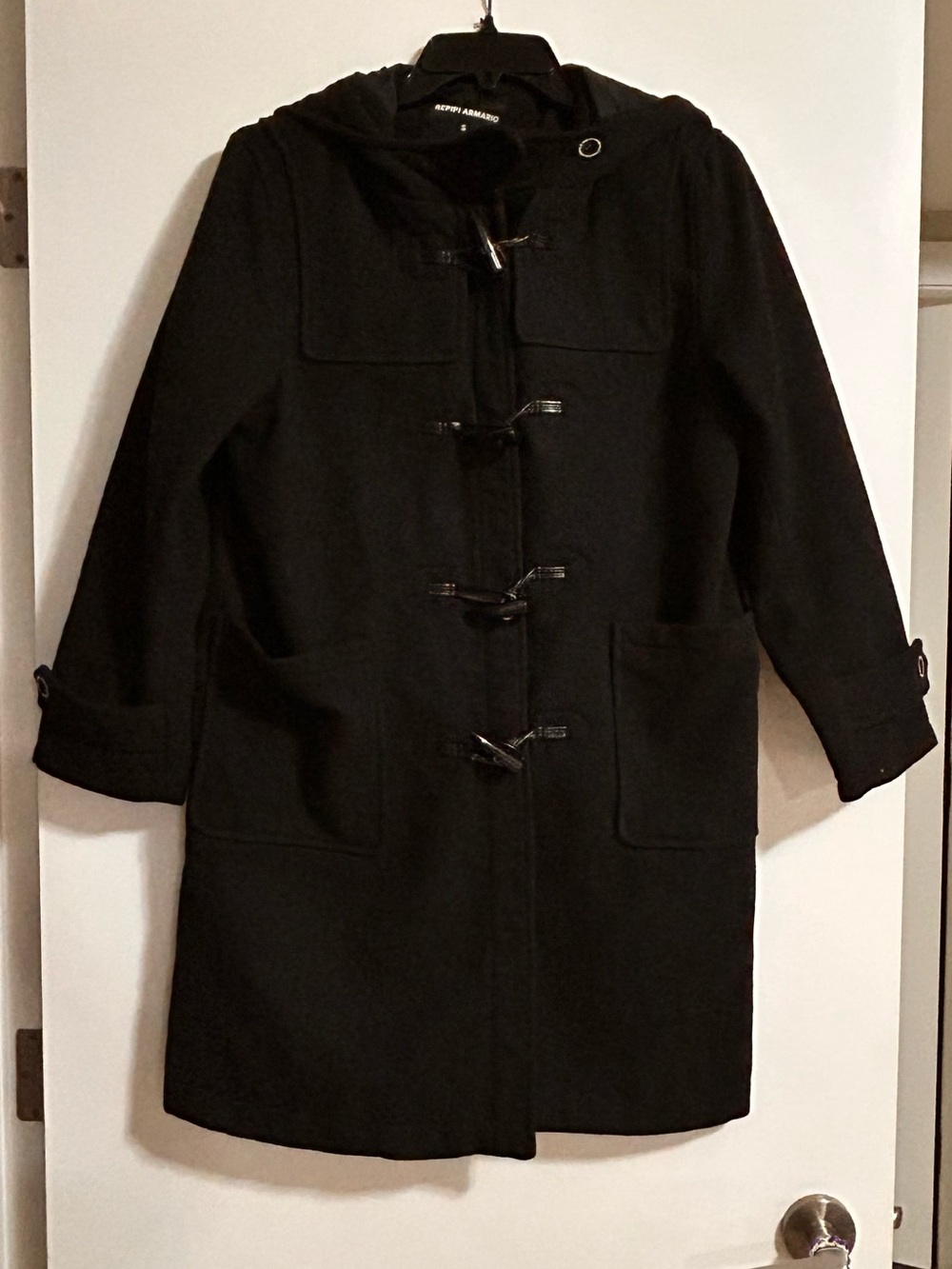 Black Hooded Toggle Wool Coat - Classic Women's Outerwear